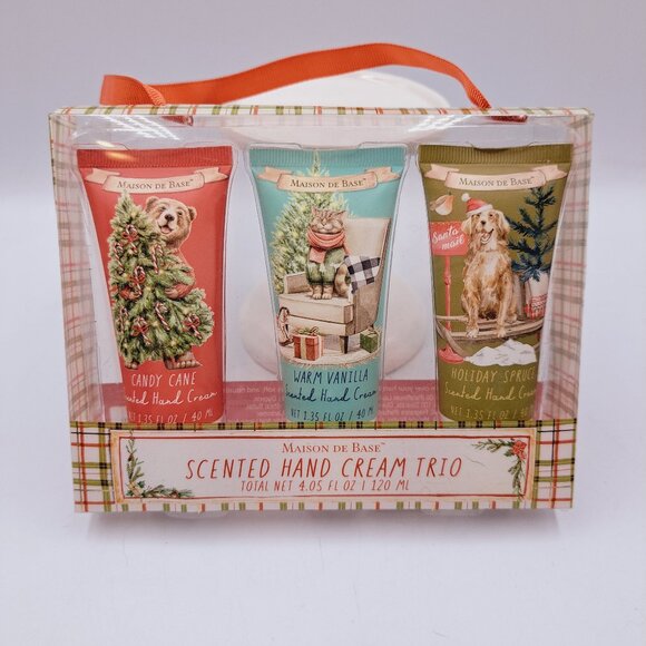 Bath & Body Hand Cream Trio Christmas Candy Cane, Warm Vanilla, Holiday Spruce - Picture 1 of 7